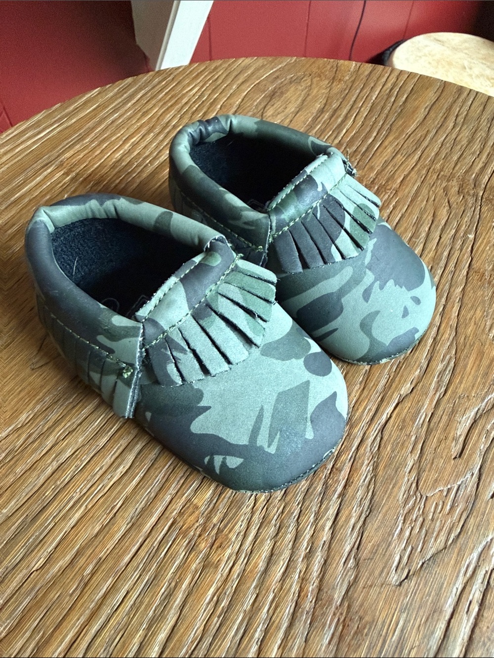 Romirus Baby Boys Moccasins Soft Sole Slip On Fringe Camouflage Green Size 1